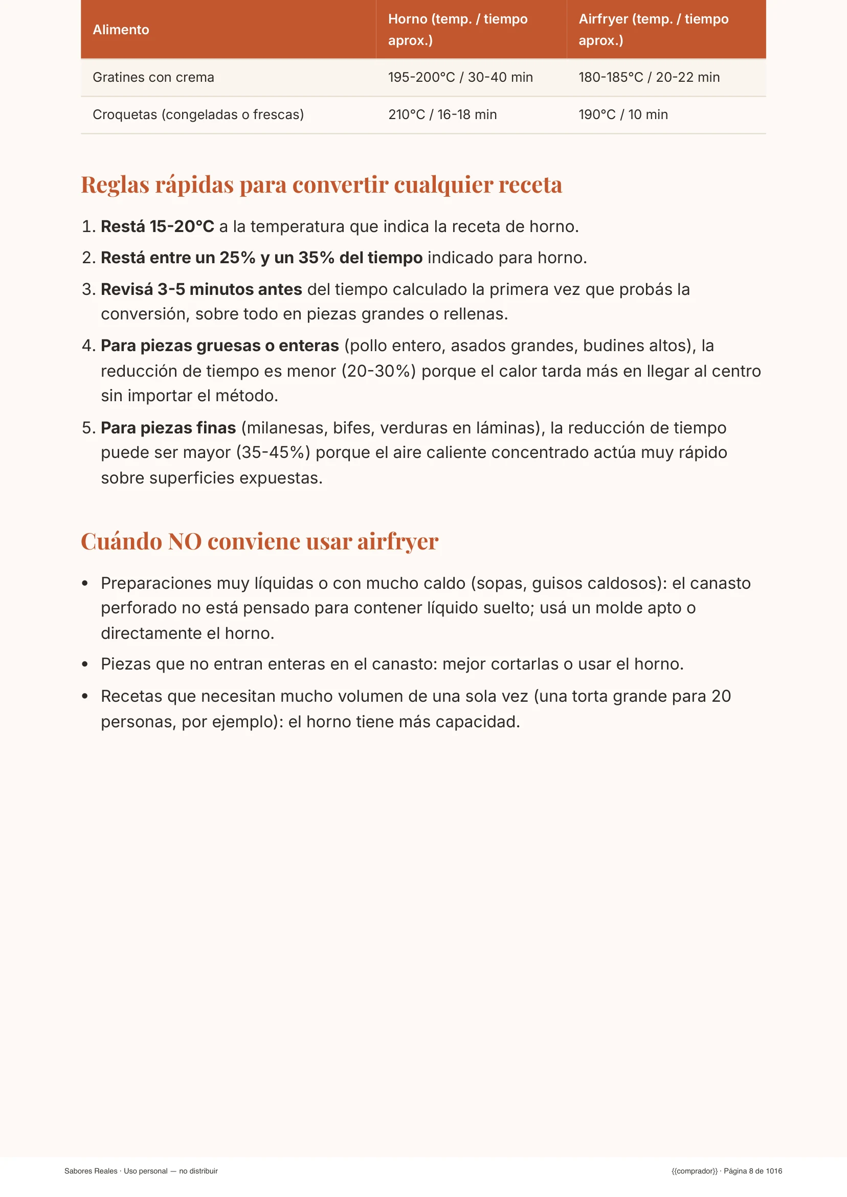 Página de receta real del ebook