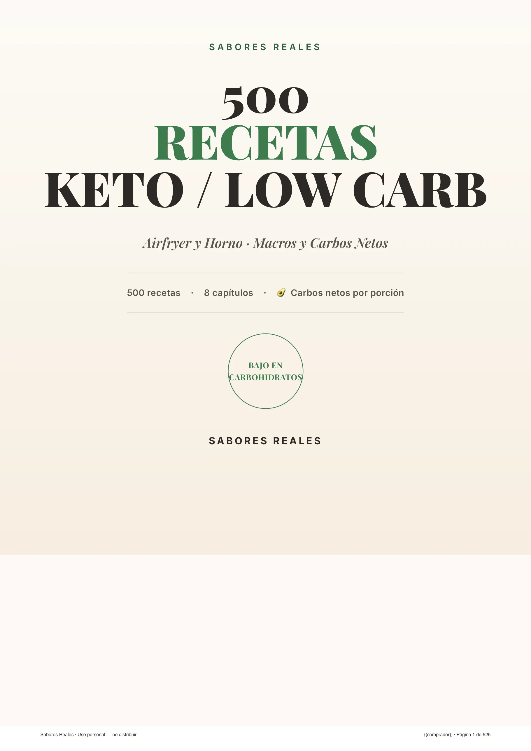 Portada 500 Recetas Keto/Low Carb